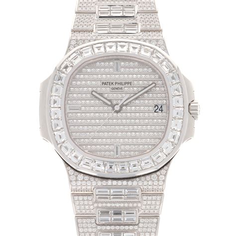 patek philippe nautilus white gold & baguette diamonds 5719 10g-010|Patek Philippe Nautilus iced out.